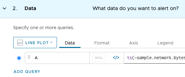 screenshot of data section showing a single query